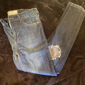 Free people high rise ripped skinny jeans